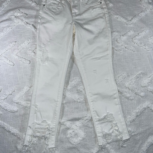 NWT BLANKNYC The Madison Crop High Waist Jeans Raw Hem White Size 24 - Picture 3 of 15
